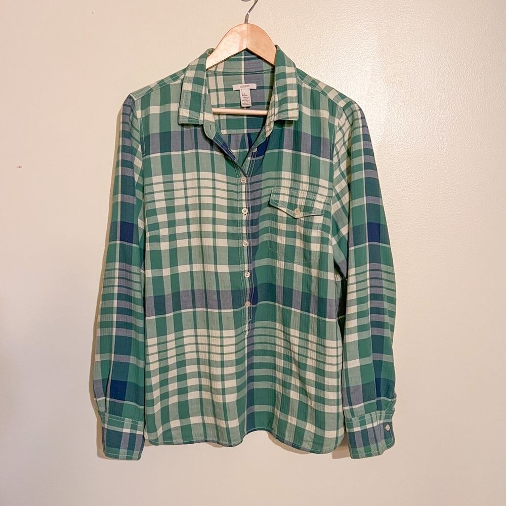 J. Crew Plaid Popover Shirt